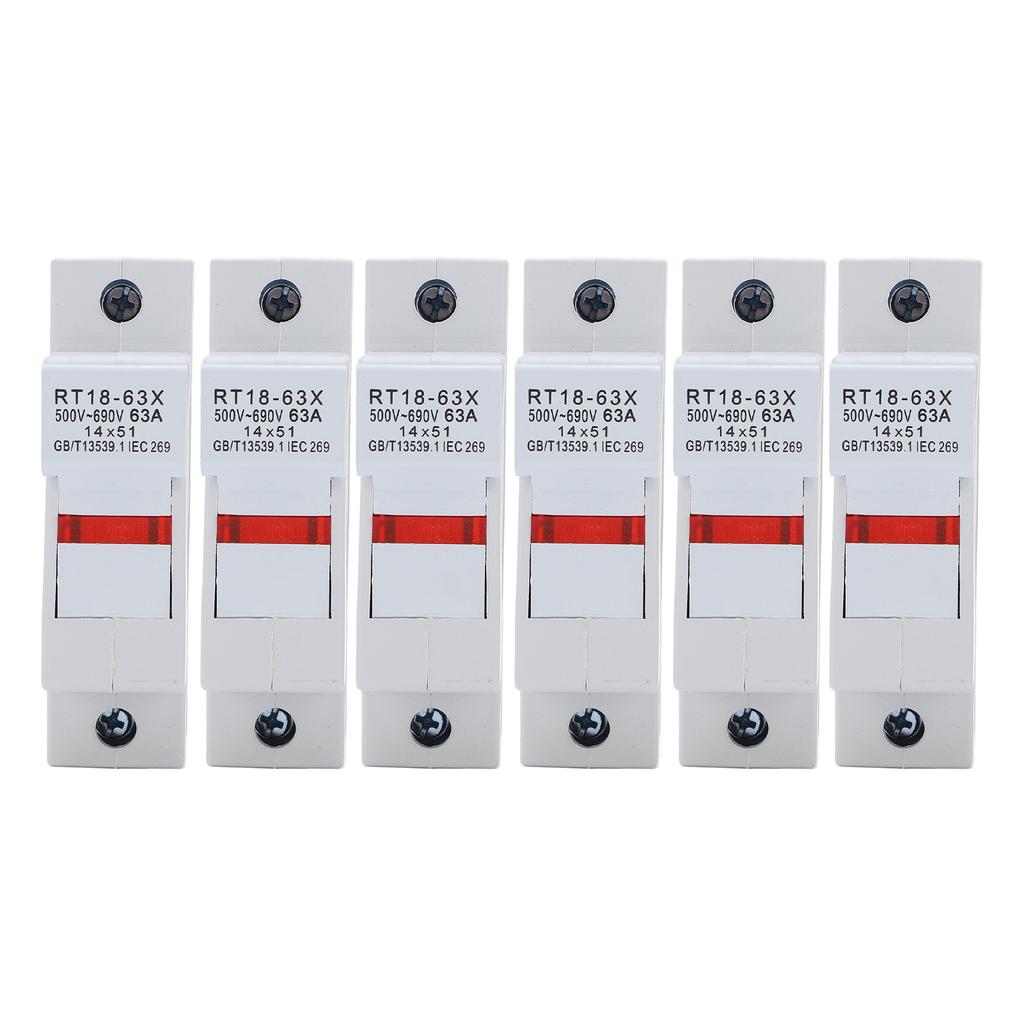 RT18 63X Rail Mounted Fuse Holder Base with LED Light for RO16 14x51mm Fuse Core 63A 500 690V