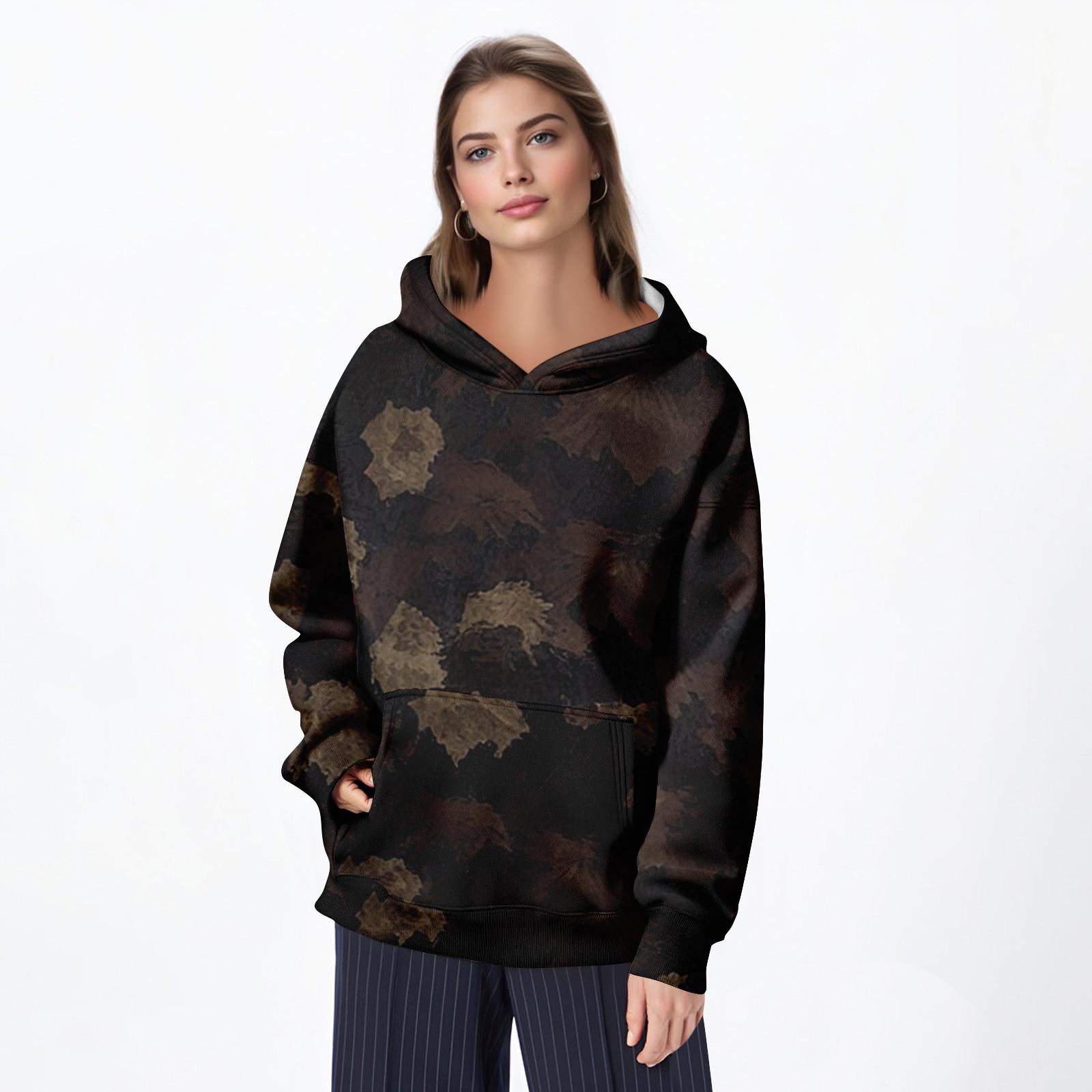 

Женская мода, повседневный универсальный повседневный топ с v-образным вырезом и длинными рукавами с принтом XXL