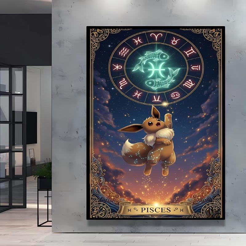 High Quality Canvas Pokemon Flareon Anime Poster Unique Design Cartoon Picture HD Printing Modern Home Living Room Wall Decor
