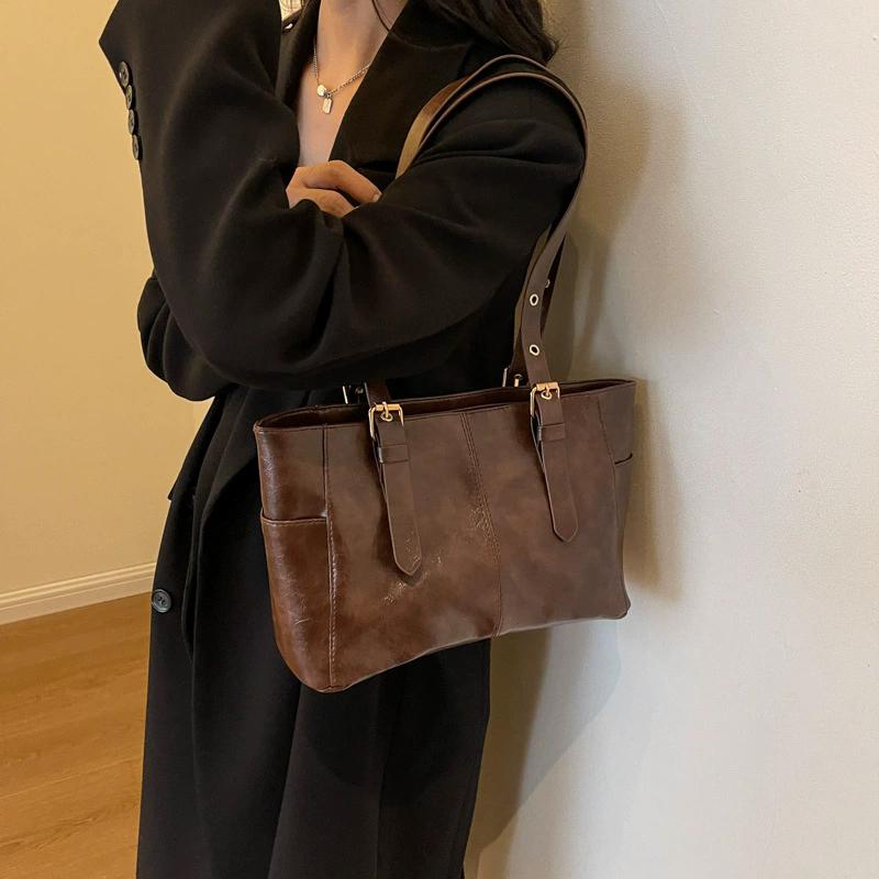 Mode Retro Damen PU Leder Schultertaschen Trend Lady Achseltasche Große Kapazität Damen Pendler Handtasche CLE