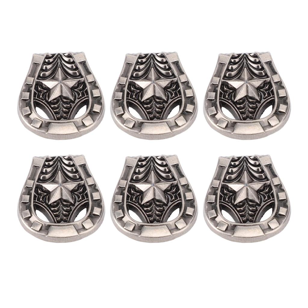 6 Set Screw Rivet for Leather Alloy 25x27mm Ancient Silver Horseshoe Shape with 4.5mm PH Screws