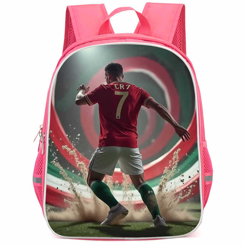Cr7 Rucksack Hochauflösender Druck Große Kapazität Multifunktion Reißverschluss Oxford Rückenschutz Leichter Rucksack
