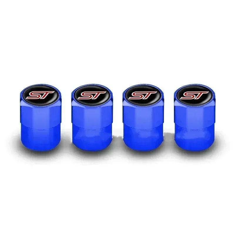 TQ013-4PCS Car Wheel Tire Valve Stem Caps Airtight Cover For Ford ST Line Focus X 2 3 Mondeo Fiesta Kuga MK2 MK3 MK4 Tyre Accessories