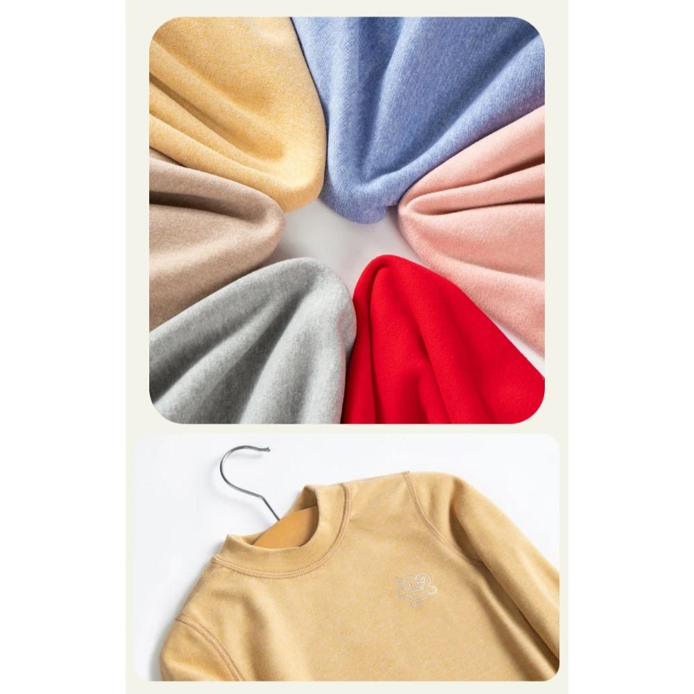 Kids Wool & Silk Thermal Underwear Set Breathable Warm Base Layer Pajamas Soft Cozy Winter Loungewear for Boys & Girls