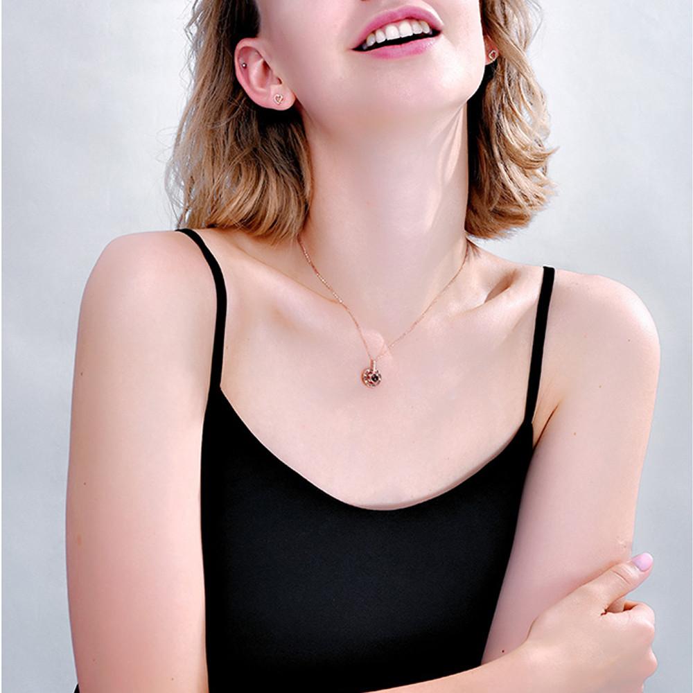 Dropshipping I LOVE YOU In 100 Languages Projection Necklace For Memory Of LOVE Choker Collier Round Shaped Drop Shipping