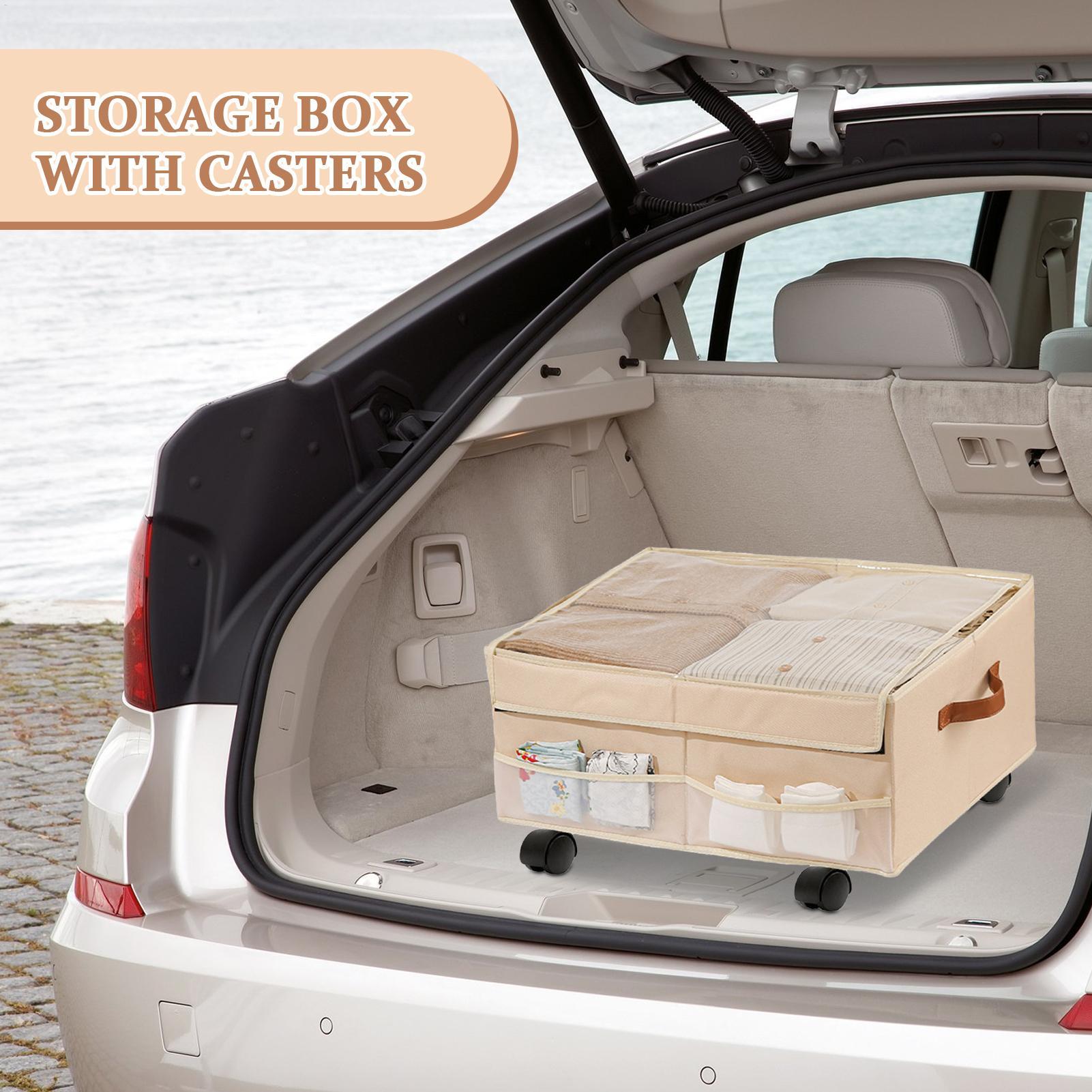 

Wheeled Storage Bin Rolling Car Trunk Storage Bin Waterproof Organizer Box With Wheels For Car Dormitory Workplace College CHINA