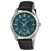 Série STANDARD 50 metros à prova d'água três ponteiros submostrador de 24 horas Quartzo pulseira de couro relógio masculino mostrador verde MTP-B315L-3AV