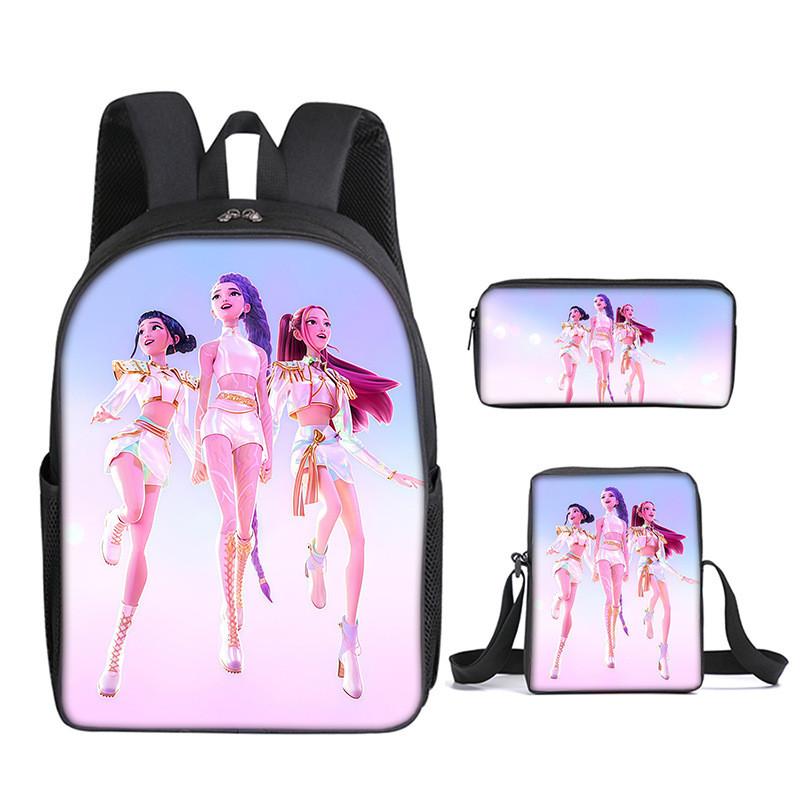Kpop Demon Hunters School Backpack Set With Oxford Fabric And Air Cushion Straps For Students