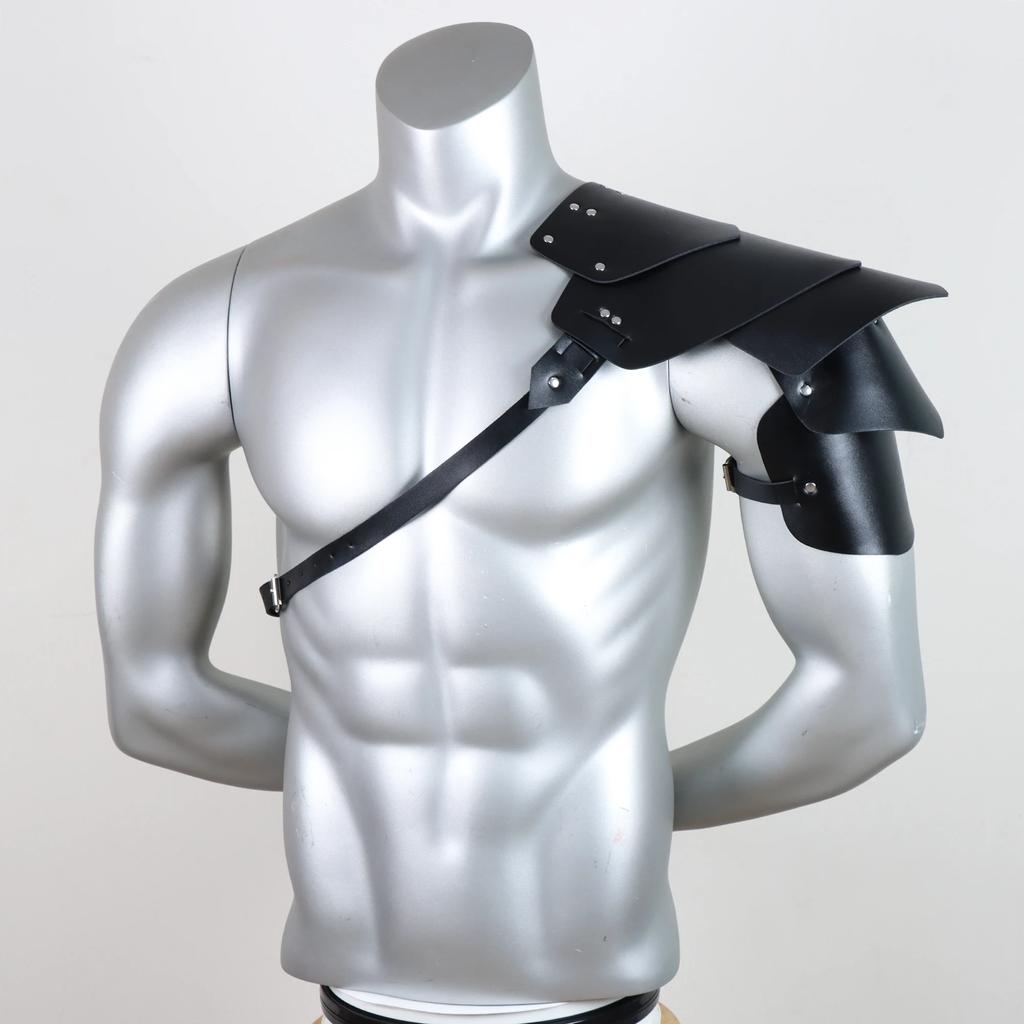 Men's Black Viking Warrior Style Multi-Layered Shoulder Armor Medieval Retro Armor Knight Armor Cosplay Accessory