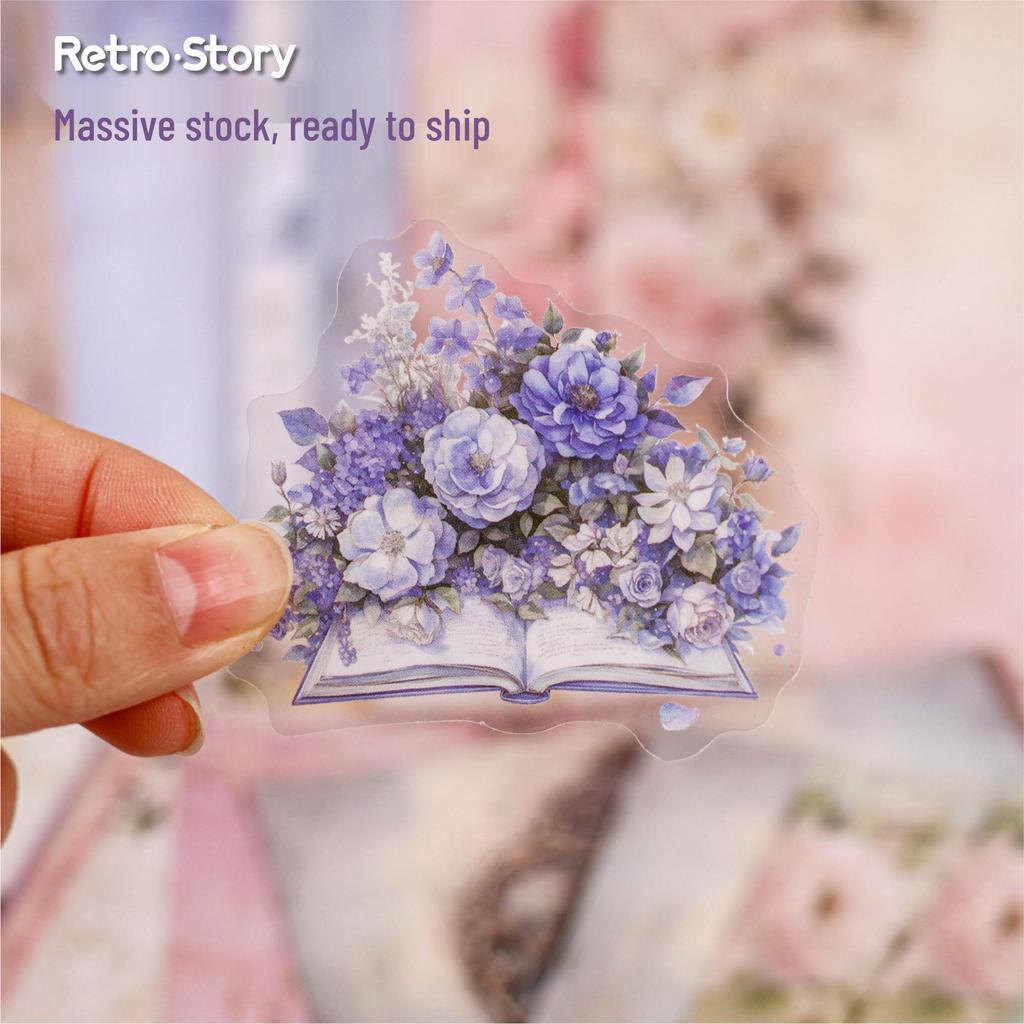 Mengze RetroStory Flower Bouquet Decorative Sticker Pack: 40 Sheets, 6 Styles for Journaling.