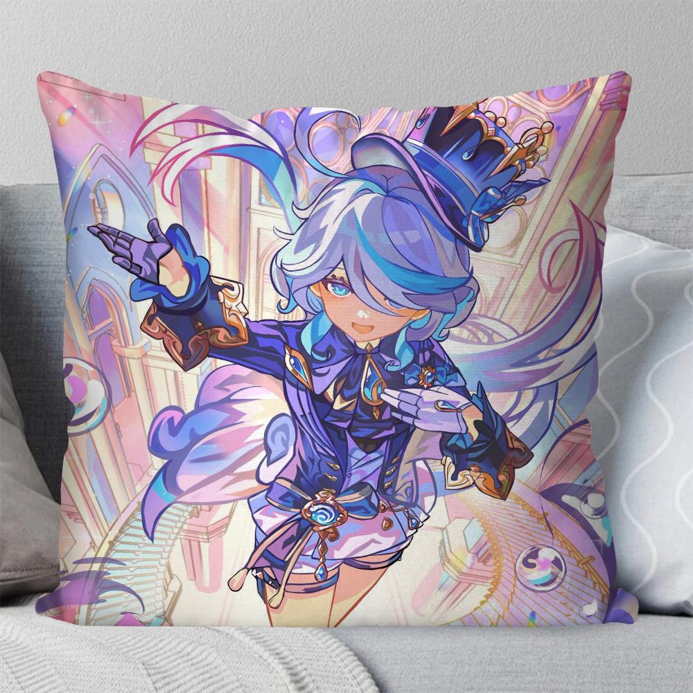 Furina Animation Spiel G-Genshin I-Impact Kissenbezug Quadratisches Kissen Schlafzimmer Sofa Freizeit Komfort Wohnzimmer Heimdekoration 40X40