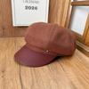Retro British Style Metal Buckled Woolen Octagonal Hat Women's Spring and Autumn Temperament Literary and Fashionable Face Newsboy Hat