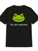 Casual Crew Neck T-shirt with Frog Print