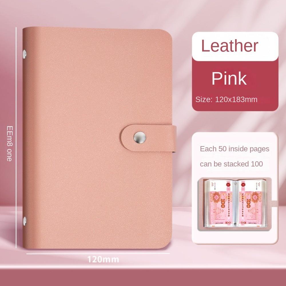 Save Money 100 Envelopes Money Saving Challeng Large Capacity Waterproof Mini Binder Savings Challenge PU Reusable Budget Binder