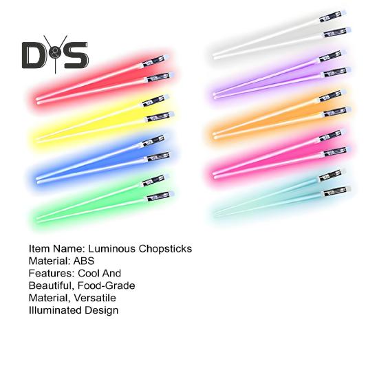 1 par LED lyssabel spisepinner Glødende lysende spisepinner for sushi nudler Glød i mørket spisepinner lyser opp festutstyr