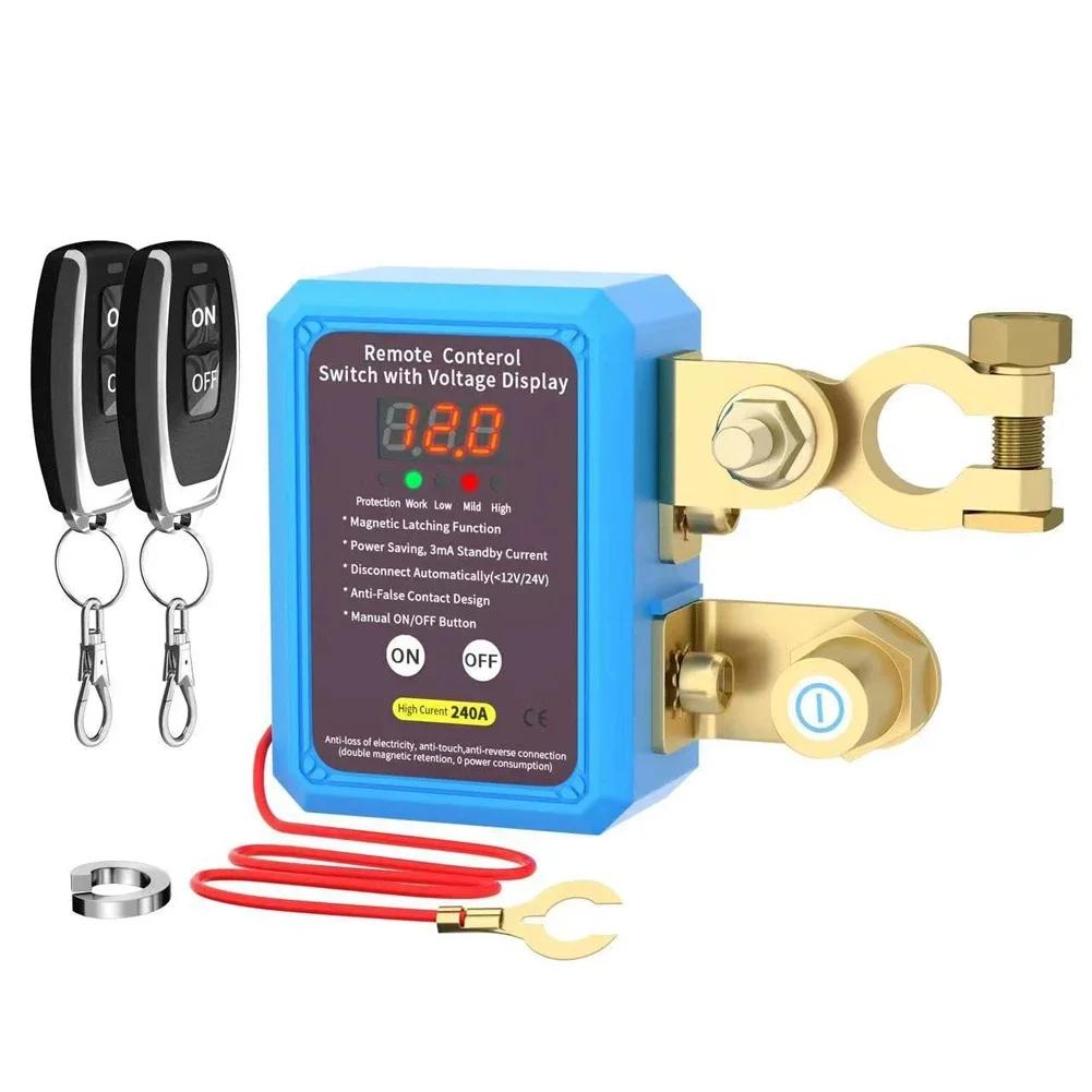12V Auto Remote Power Cut-off Switch Battery Disconnect Switch Led Voltage Display Power Shut Off Switch Anti-leakage Protection