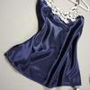 Female Sleepwear Set Solid Color Embroidery Spaghetti Strap Top + Pants 2pcs Pajama Set