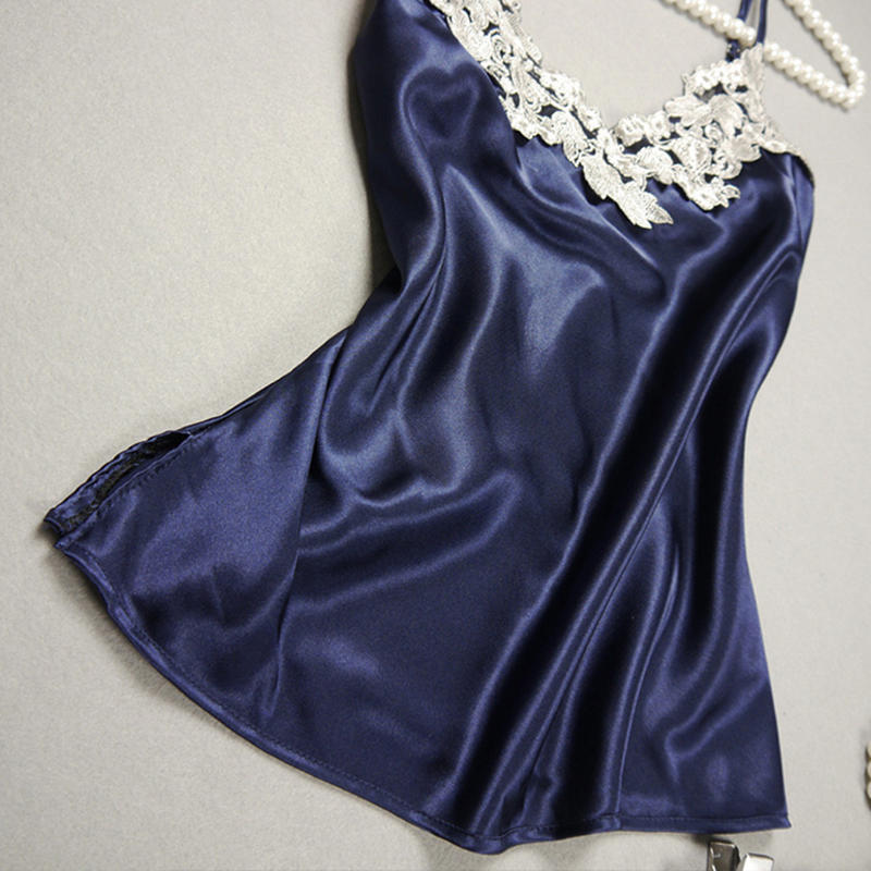 Female Sleepwear Set Solid Color Embroidery Spaghetti Strap Top + Pants 2pcs Pajama Set