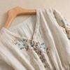 Summer Dress Women Long Print Elegant Clothing Vintage Elastic Waist Korean Beach Style V-Neck Robe