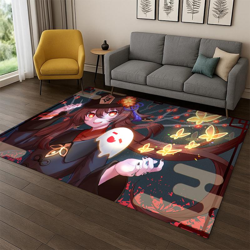 New Genshin Impact Cartoon Game Carpet Rug for Bedroom Living Room Sofa Playroom Doormat Home Decor,Kid Area Rug Non-slip Gift