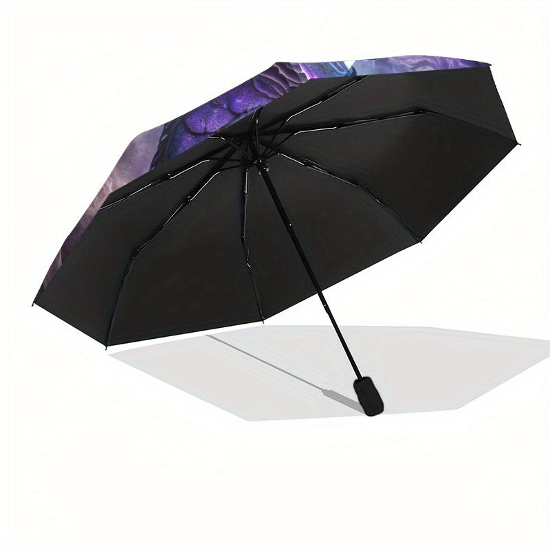 Yin Yang Dragon Circular Art Print: Cosmic Serpent DesignUmbrella, Portable 3-Fold Compact Umbrella for Men & Women Gift