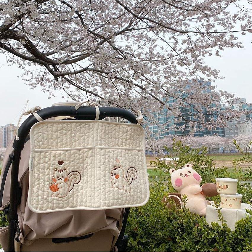 Korean Baby Crib & Stroller Hanging Storage Bag for Diapers, Bottles, and Toys