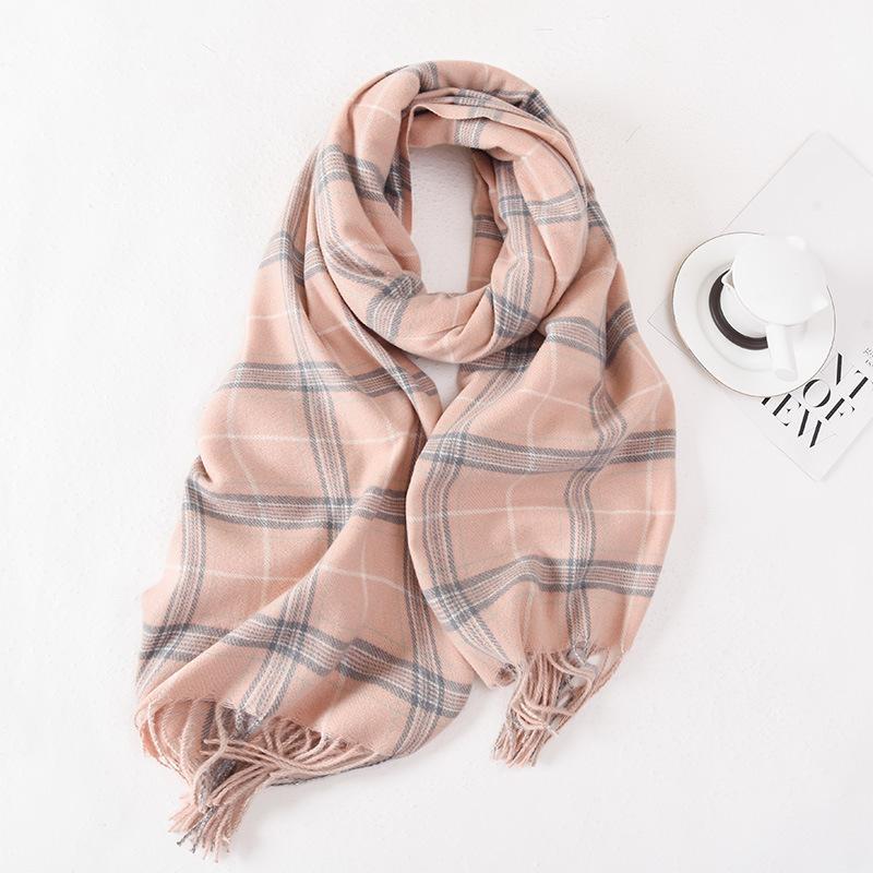 2025 New Striped Plaid Versatile Scarf Women's Winter Explosive Macaron Thickened Warm Couple Shawl Women