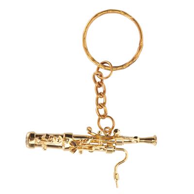 Breloc în formă de mini fagot Adorabil breloc din alamă pandantiv cadou Instrument muzical breloc auriu