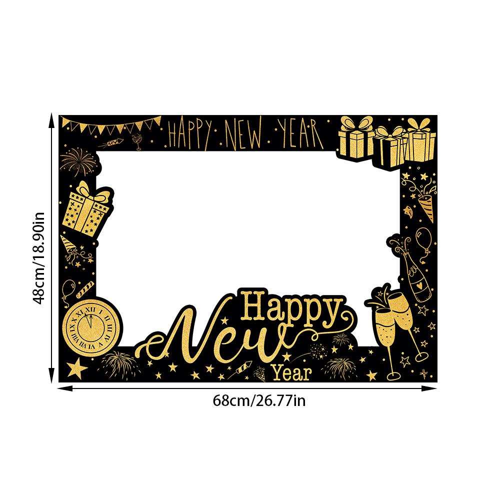 

Блестящая рамка для фотобудки на Новый год 2025, реквизит для новогодней фотобудки для семьи, украшение для вечеринки в канун Нового года