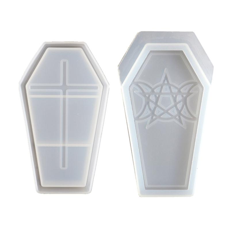 Halloween Coffin Storage Box Mold with Lids Epoxy Crystal Resin Silicone Mold for DIY Home Decoration Jewelry Storage