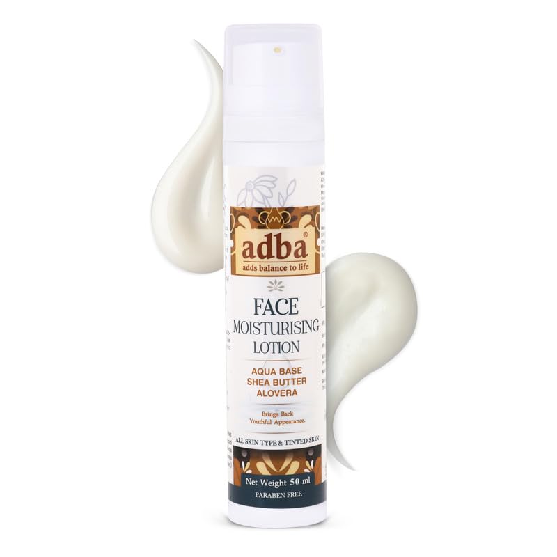 adba Aqua-Based Face Moisturiser - 50ml| Non-Greasy Hydration with Shea Butter, Aloe Vera, Vitamin C, E & Niacinamide | Deep Moisturising, Nourish,