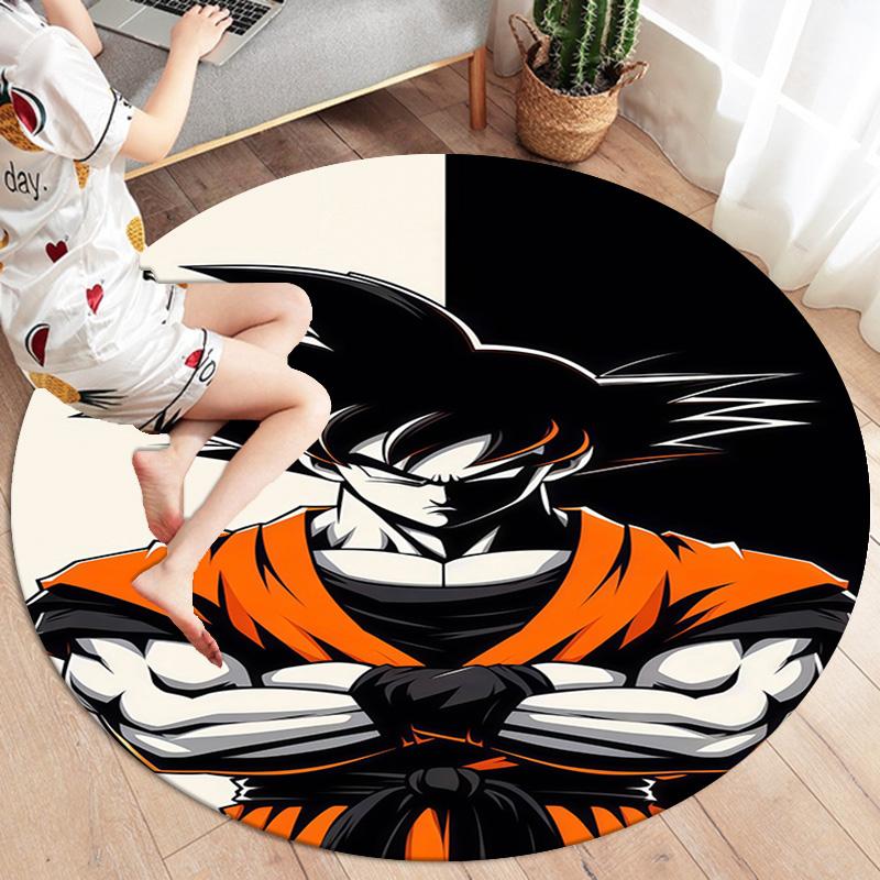 Son Goku Round Area Rug Carpet Rug For Living Room Bedroom Sofa Playroom Decor Nonslip Floor Mat