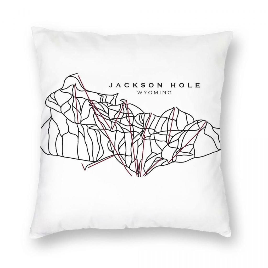 Jackson Hole Wyoming Ski Square Pillowcase Polyester Linen Velvet Printed Zip Decor Pillow Case Sofa Seater Cushion Cover x
