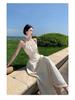 Design-Sense Waist-Baring Halter Dress: Slimming, Tie-Waist, Super-Fairy, Large-Hemmed Vacation Dress