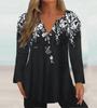 2023 Autumn/Winter Women's V-Neck Printed Long-Sleeve T-Shirt