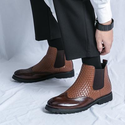 Scarpe Casual Invernali Alte alla Caviglia Stile Britannico Scarpe Formali da Uomo Eleganti Marroni Stivali da Lavoro da Uomo Marroni Retrò
