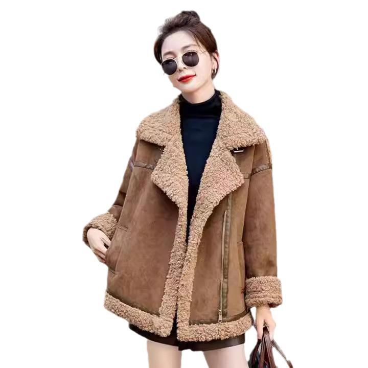 2024 Autumn/Winter Women's Thickened Lambswool & Deer Skin Jacket - Z5152