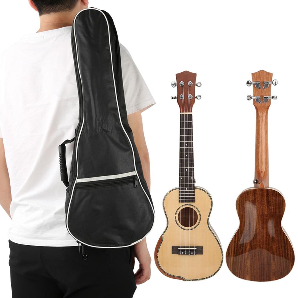 23in Ukulele Fichtendecke Naturholzfarbe mit Endstift Saiten Musikinstrument