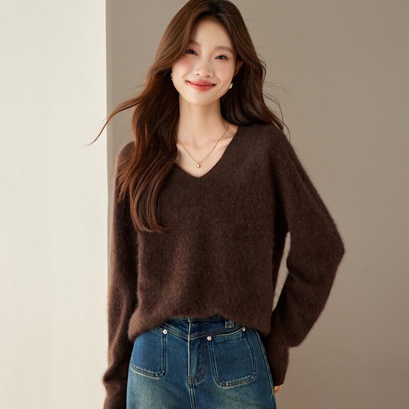 Women's Cashmere Blend V-Neck Knit Sweater