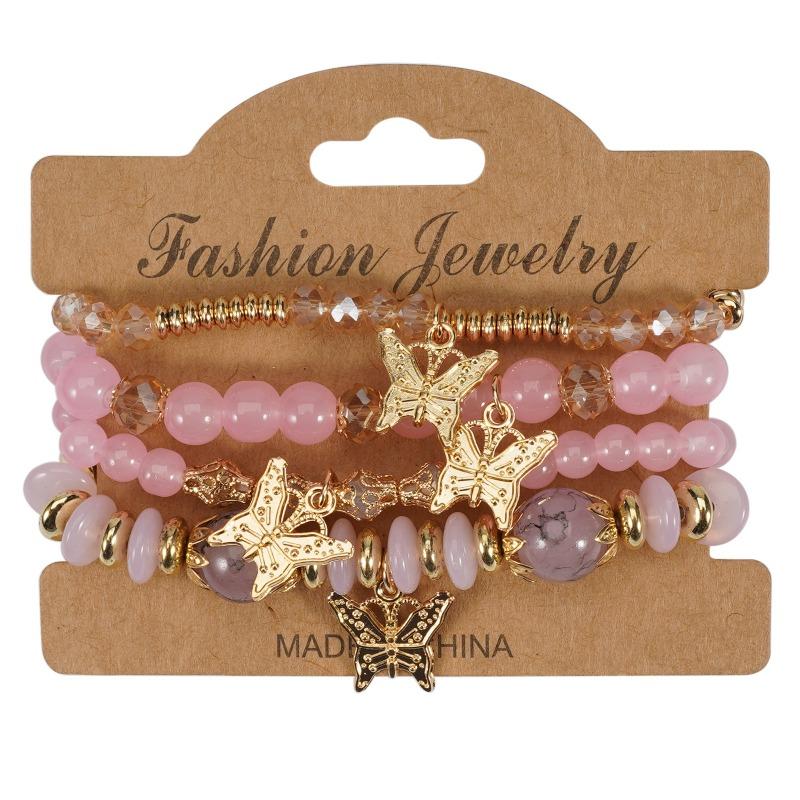 Bohemian Bracelet Leaf Ethnic Style Pendant Elastic Rope Beaded Multi-layer Bracelet