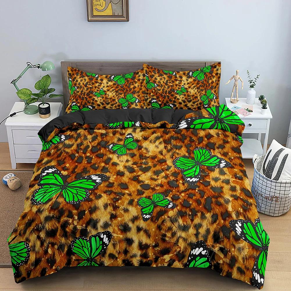 Leopard Pattern Duvet Cover Animals Print Cheetah For Kids Man And Woman Luxury Golden Wildlife Theme Decorations Bedroom Queen