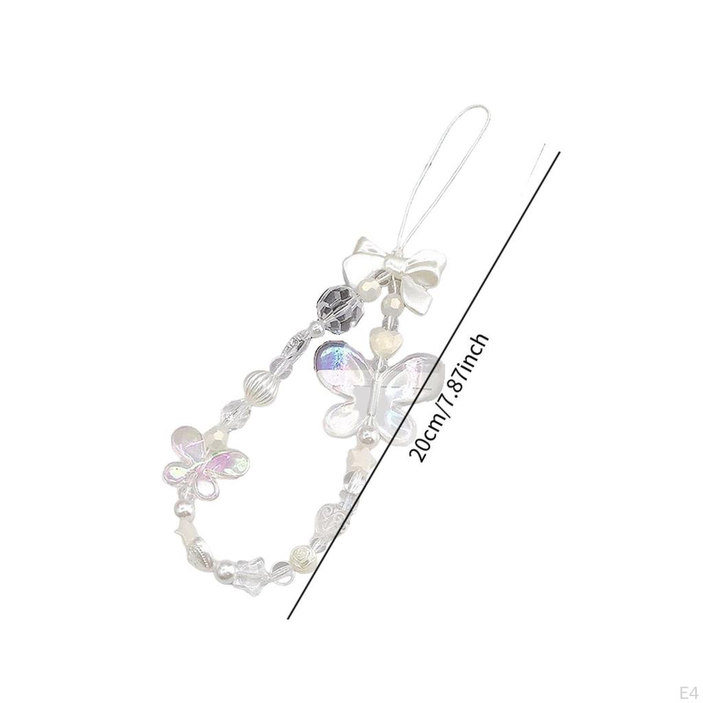 Cartoon Beaded Phone Lanyard Case Wrist Strap Wristlet Lightweight Stylish Key Chains Jewelry