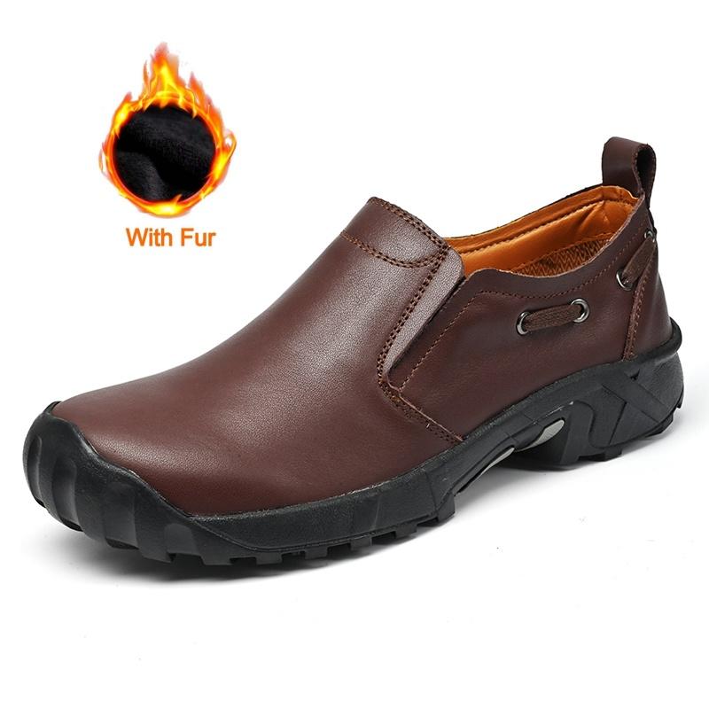 Fashion Handmade Designer Genuine Leather Men Walking Shoes Casual Comfortable Antiskid Soft Bottom Loafers Flats Hot Sale Walking Shoes