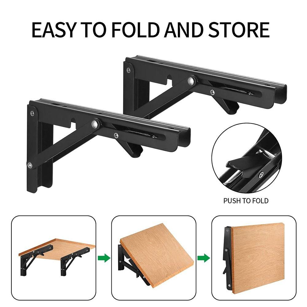 2 Pcs Stainless Steel Extension Frame Heavy Duty Triangle Stand Folding Shelf Brackets Livingroom