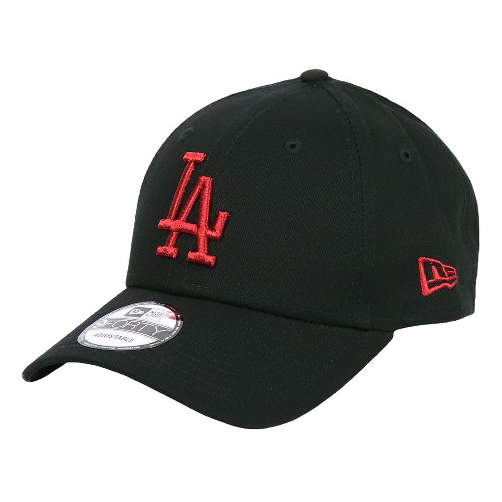 [New Era] NewEra Cap for Men and Women 9FORTY Hat MLB Major League Baseball Cap Unisex Logo Brand Los Angeles Dodgers Essential Black X Red Logo
