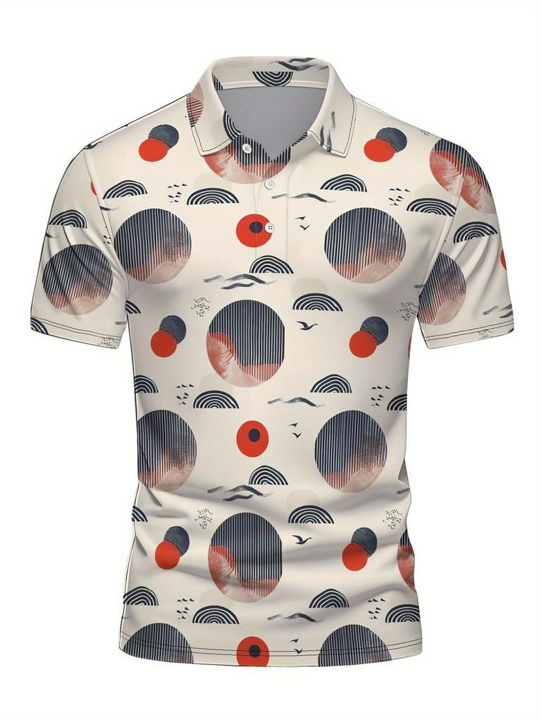 Herren-Kurzarm-Poloshirt mit flachem Digitaldruckmuster - Keine Textur