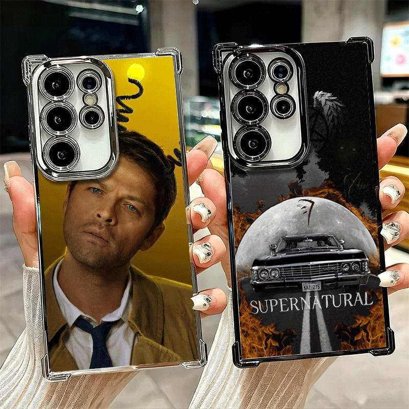 Angel Castiel Supernatural Plating Phone Case For Samsung Galaxy S24 S25 FE S26 Edge S23 Ultra S22 S21 Plus S20 Anti-Fall Airaba