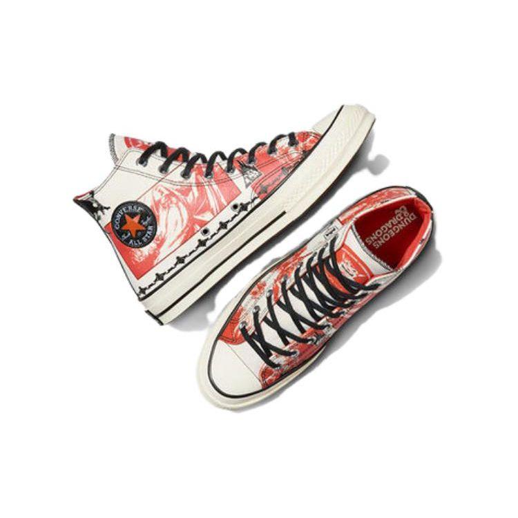 Converse Dungeons & Dragons X Chuck Taylor All Star High Egret Red Unisex Sneakers Cream Black Multi-Color A09883C