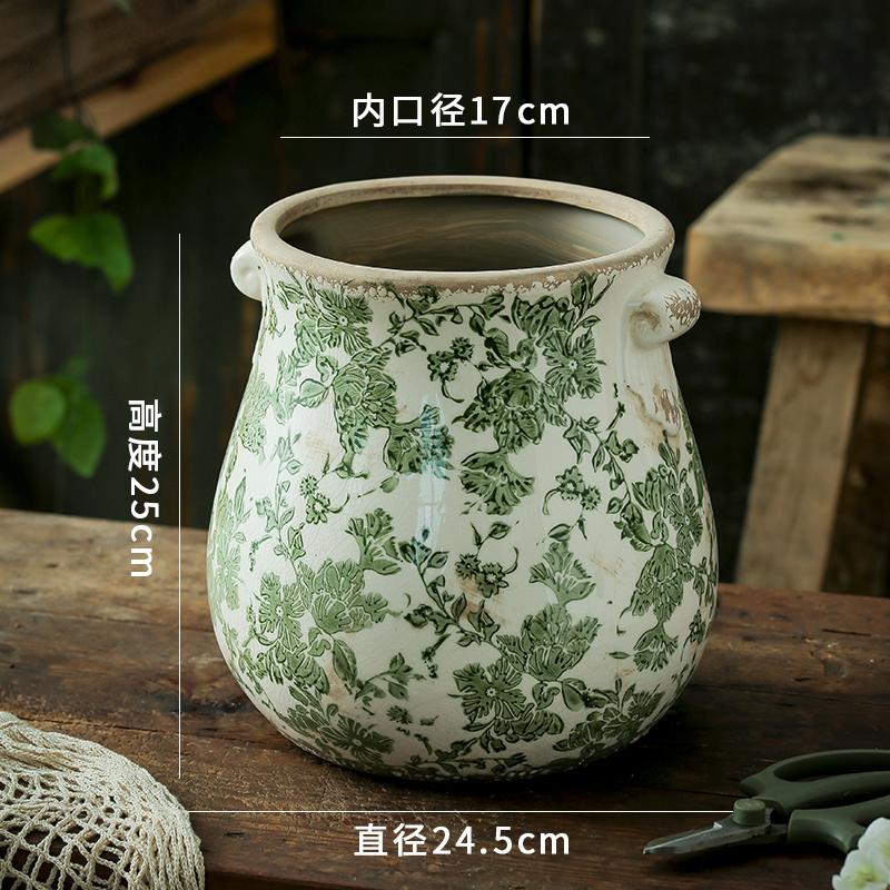 Vase Home Desktop Decoration Vintage Ceramic Light Luxury High-Grade Creative ArtisticStyle Pastoral Outdoor CourtyardDecoration