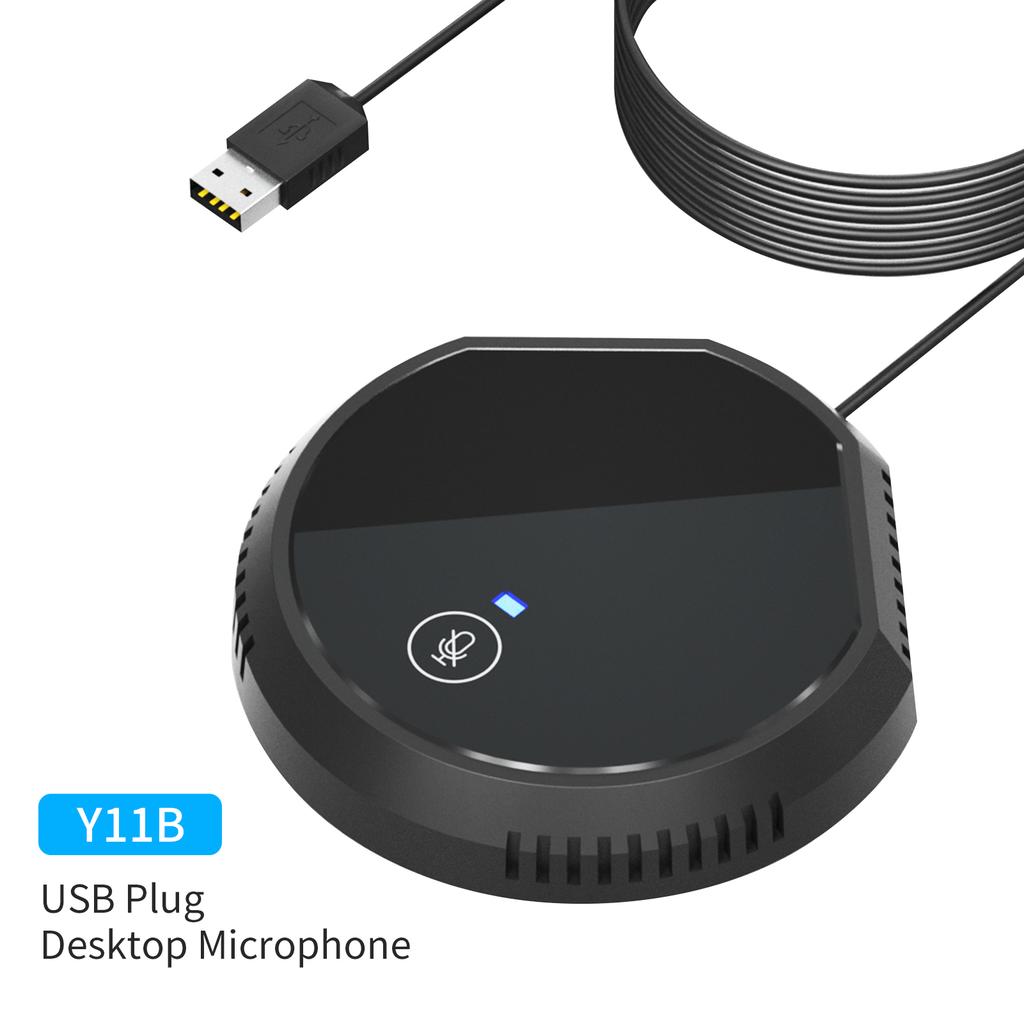 Desktop USB Conference Speakerphone Microphone 360° Play PC Computer Mic Support BT Speaker Touch-Sensor Buttons Function